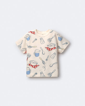Toddler Dolman Tee in Baking Print - Cream, 