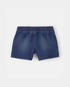 Girls Denim Drawstring  Pull-On Shorts - Dark Wash, image 2 of 4 slides