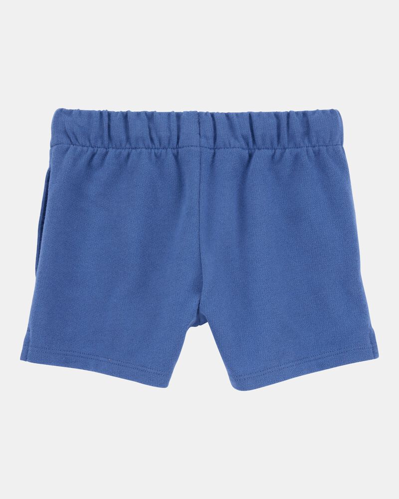 Baby Girl Pull-On French Terry Shorts - Blue, image 2 of 4 slides