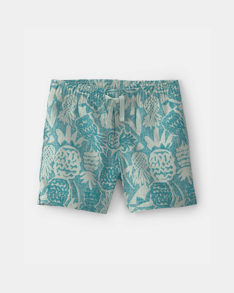 Toddler Boy Pineapple Linen Shorts - Blue, image 1 of 4 slides