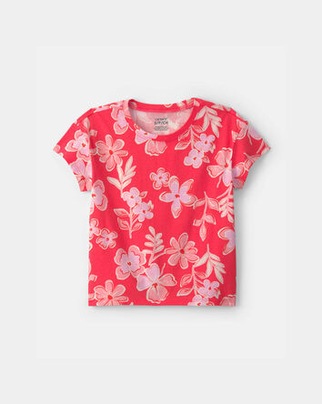Girls Floral Top - Coral, 