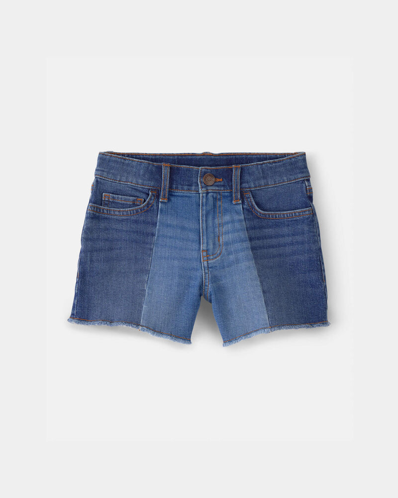 Girls Colorblock Denim Shorts - Dark Wash, image 1 of 4 slides