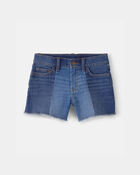Girls Colorblock Denim Shorts - Dark Wash, image 1 of 4 slides