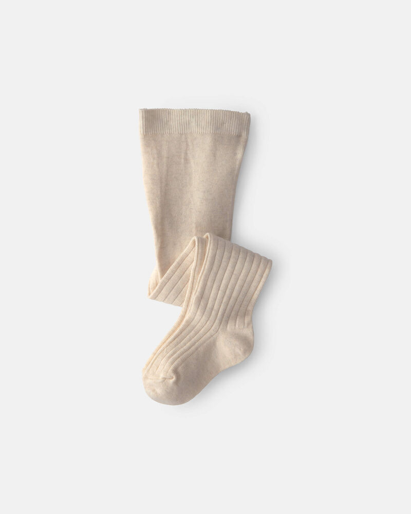 Baby Girl Ribbed Tights - Cream, image 1 of 2 slides