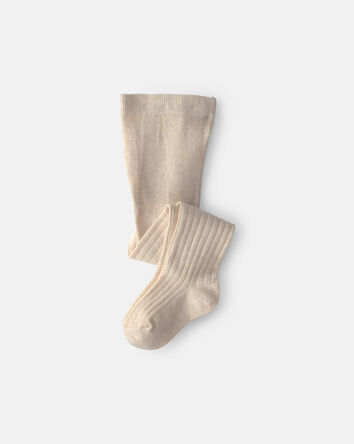 Baby Girl Ribbed Tights - Cream, 