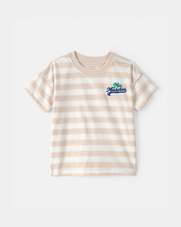 Toddler Boy 'Mr. Muscles' Striped Top - Tan, 
