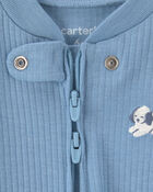 Baby Puppy Cotton 2-Way Zip Sleep & Play Pajamas - Blue, image 2 of 5 slides