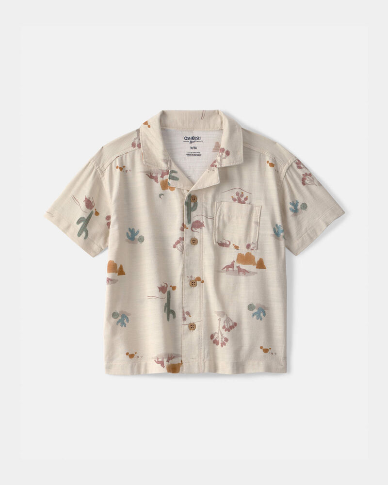 Toddler Boy Desert Short-Sleeve Button-Down Shirt - Beige, image 1 of 3 slides