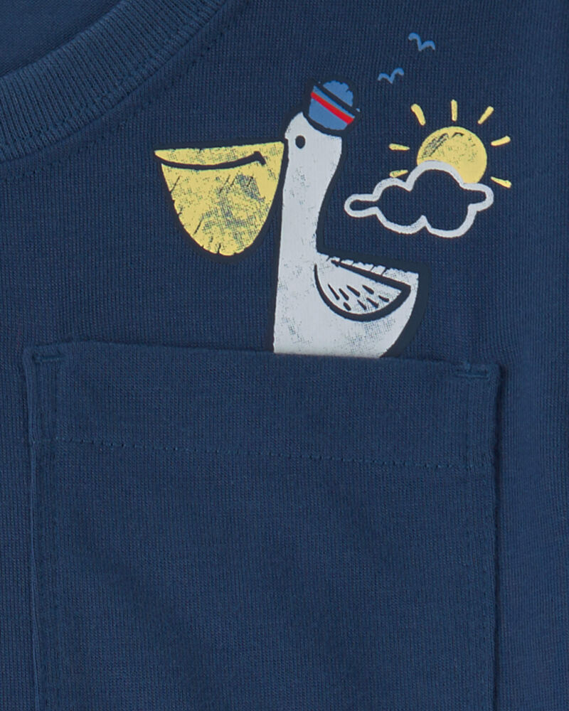 Toddler Boy Boat Loose Fit 2-Piece Pajama Set - Blue, image 3 of 4 slides
