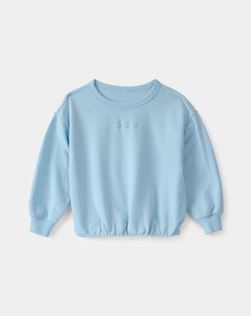Toddler Girl Flowers French Terry Pullover Sweatshirt - Blue, 