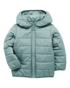 Kid Packable Hooded Puffer Jacket - Green, image 2 of 6 slides