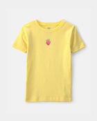 Girls Strawberry 100% Cotton Snug Fit 2-Piece Pajama Set - Yellow, image 2 of 5 slides
