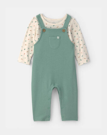 Baby 2-Piece Dinosaur Overall Set - Green/Ivory, 