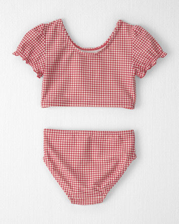 Toddler Girl 2-Piece Recycled Tankini Set in Red Gingham, 