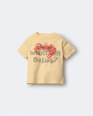 Toddler 'Whatcha Doing?' Relaxed Graphic Tee in Crab Print - Yellow, 