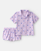 Toddler Girl Butterfly Short-Sleeve Loose Fit 2-Piece Pajama Set - Purple, image 1 of 5 slides
