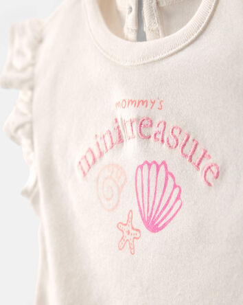 Baby Girl 2-Piece 'Mommy's Mini Treasure' Shell Bodysuit & Pant Set - Pink/Ivory, 