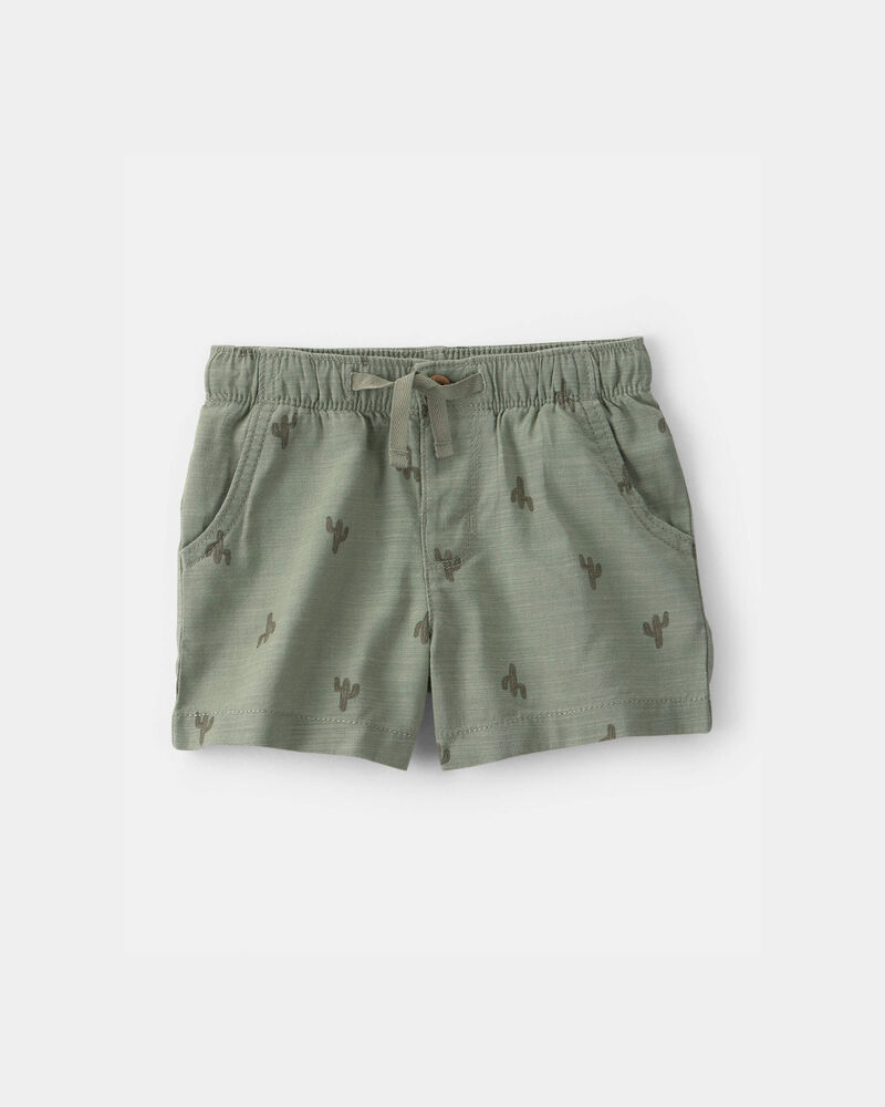 Toddler Boy Cactus Drawstring Shorts - Olive, image 1 of 4 slides