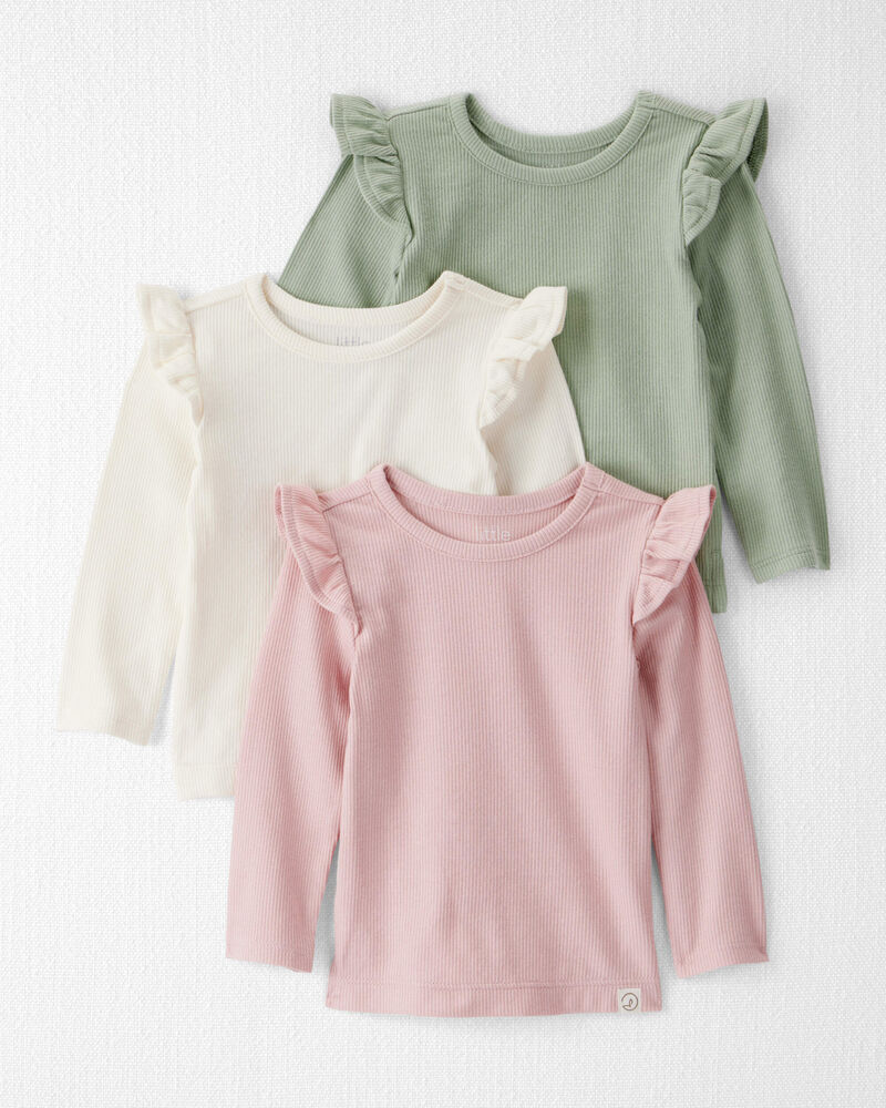 Baby Girl 3-Pack Organic Cotton Ribbed Tees, image 1 of 6 slides