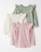 Baby Girl 3-Pack Organic Cotton Ribbed Tees, image 1 of 6 slides