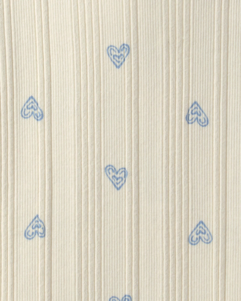Girls Heart Ribbed Tee - Ivory, image 2 of 3 slides