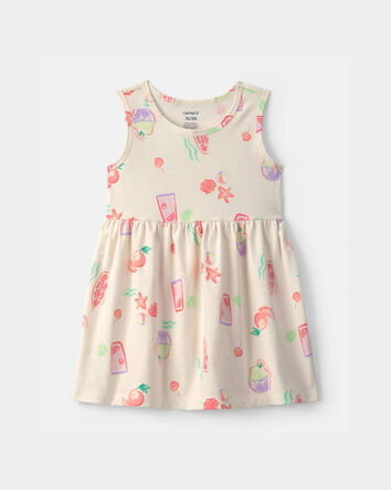 Toddler Girl Summer Sleeveless Dress - Cream, 