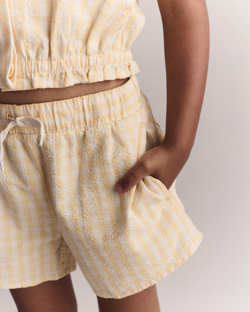 Toddler Girl Gingham Peplum Shorts - Yellow, image 1 of 7 slides