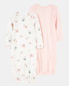Baby 2-Pack Sleeper Gowns - Pink, image 1 of 6 slides