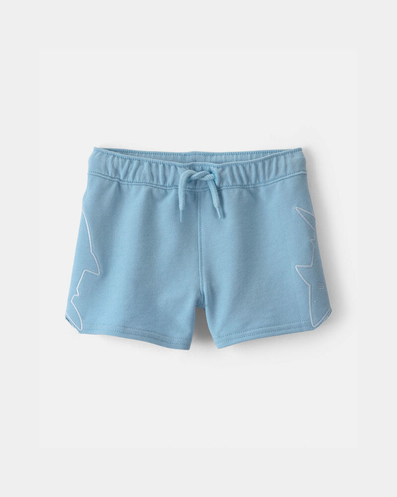 Baby Boy Shark French Terry Shorts - Blue, image 1 of 5 slides
