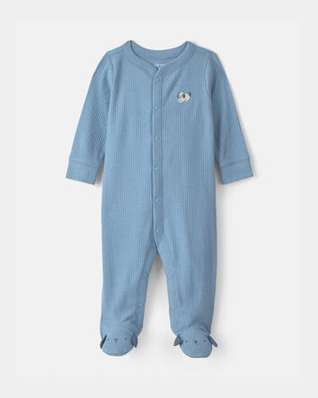 Baby Boy Dog Cotton 2-Way Zip Sleep & Play Pajamas - Blue, 