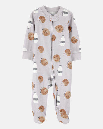 Baby 2-Pack  Cotton 2-Way Zip Sleep & Play Pajamas - Grey/Ivory, 