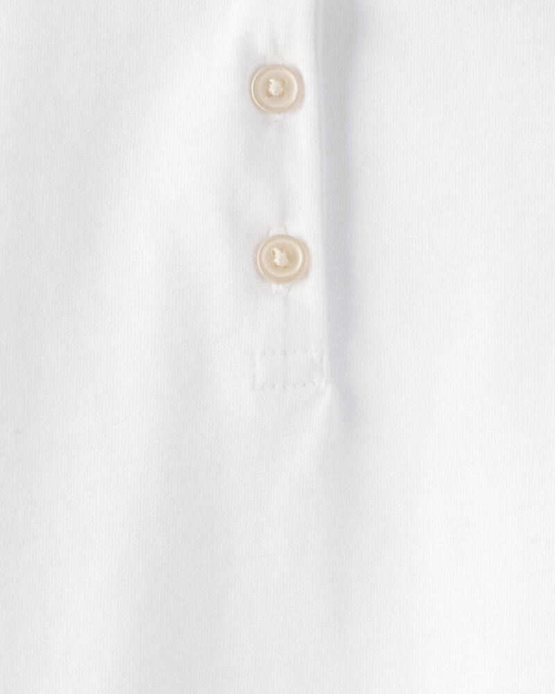Toddler Pique Uniform Polo Shirt -  White, image 2 of 3 slides