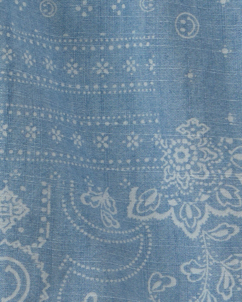 Boys Bandana Floral Chambray Short - Blue, image 3 of 4 slides