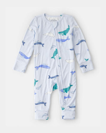 Baby Whale PurelySoft 2-Way Zip Sleep & Play Pajamas - Blue, 