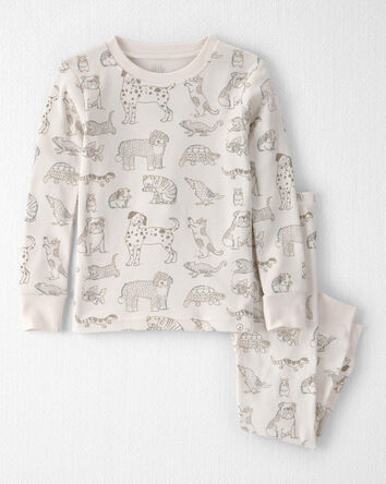 Toddler 2-Piece Organic Cotton Ribbed Pajama Set in Pet Print, 
