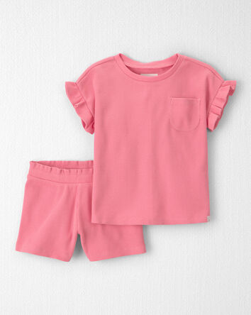Toddler Girl 2-Piece Organic Cotton Waffle Knit Top & Short Set, 