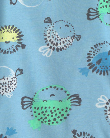 Baby Boy Pufferfish 100% Cotton 4-Piece Pajama Set - Blue/Green, 