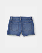 Girls Floral Denim Embroidered Shorts - Medium Wash, image 3 of 5 slides