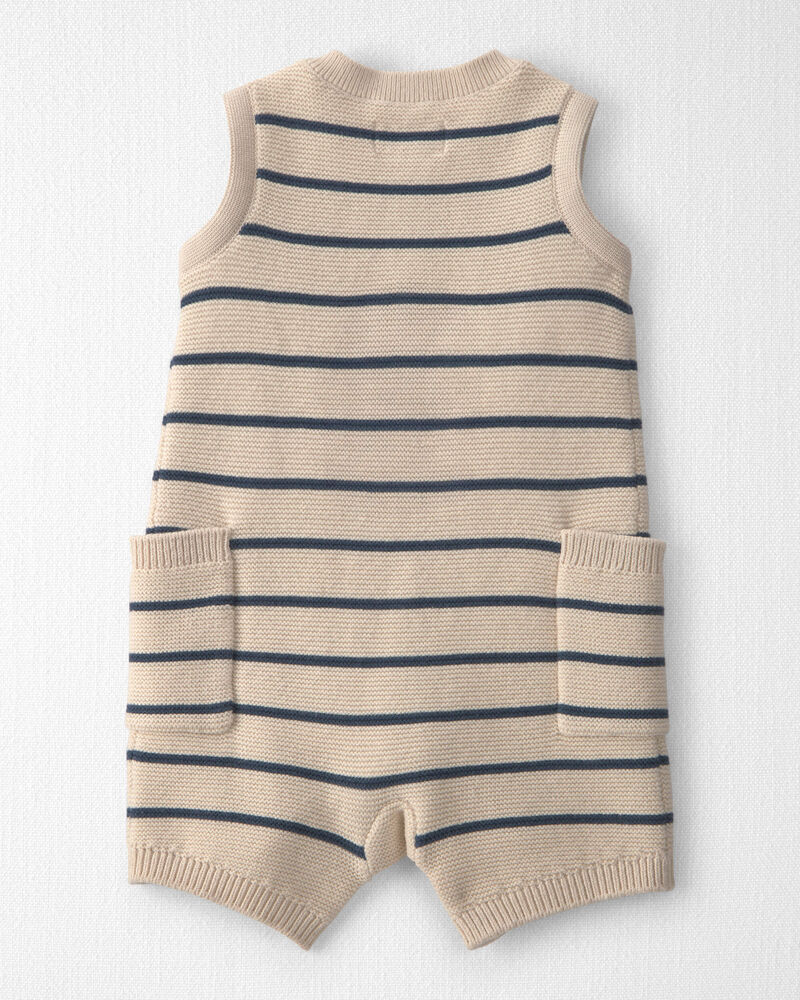 Baby Organic Cotton Knit Romper in Stripes, image 3 of 6 slides