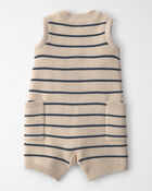 Baby Organic Cotton Knit Romper in Stripes, image 3 of 6 slides
