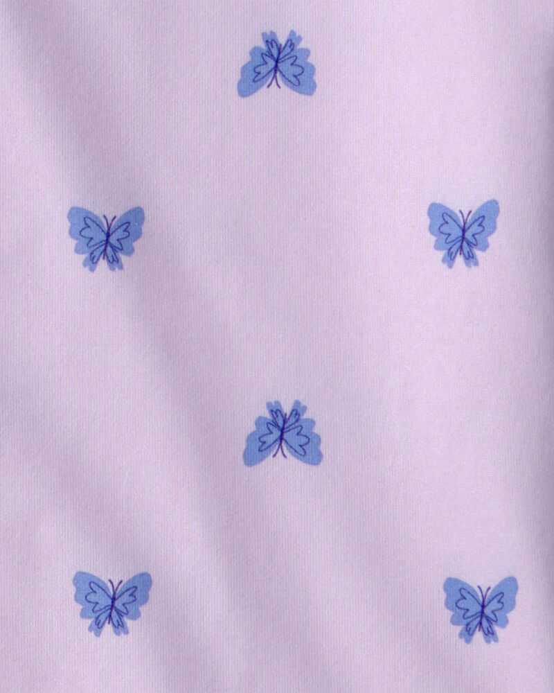 Girls Butterfly Short-Sleeve Loose Fit 2-Piece Pajama Set - Purple, image 4 of 5 slides