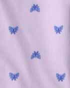 Girls Butterfly Short-Sleeve Loose Fit 2-Piece Pajama Set - Purple, image 4 of 5 slides