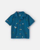 Toddler Boy Camp Short-Sleeve 2-Piece Pajama Set - Blue, image 2 of 6 slides