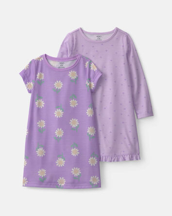 Girls 2-Pack Floral Night Gowns - Purple, 