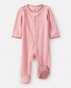 Baby Girl Cotton Long-Sleeve  2-Way Zip Sleep & Play Pajamas - Pink, image 2 of 5 slides