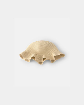 Baby Girl Straw Sun Hat - Tan, 