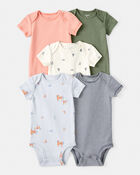 Baby Boy 5-Pack Cowboy Print Cotton Multipack Bodysuits - Blue/White/Orange/Green, image 1 of 7 slides