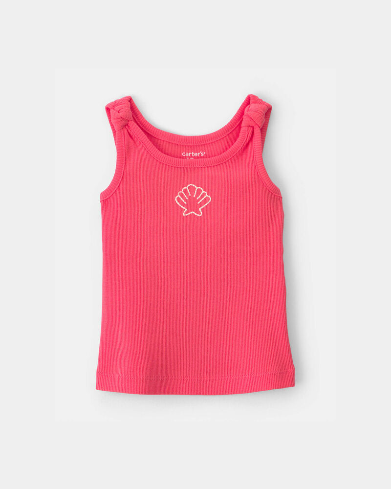 Baby Girl Shell Ribbed Tank Top - Orange, image 1 of 3 slides