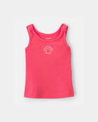 Baby Girl Shell Ribbed Tank Top - Orange, image 1 of 3 slides