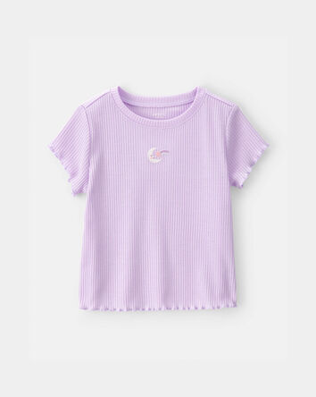 Toddler Girl Moon Rib Loose Fit 2-Piece Pajama Set - Purple, 